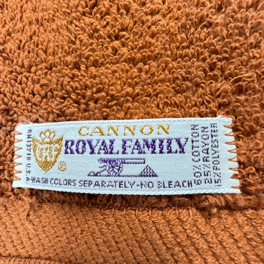 Vintage Cannon Royal Family Hand Towel Orange Rust MCM Cotton